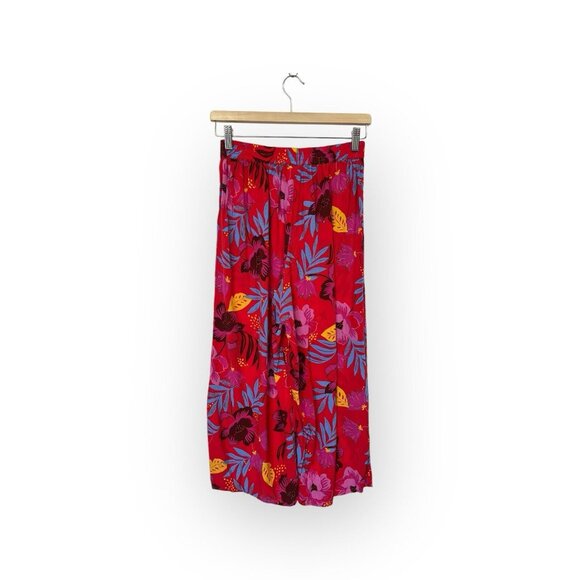 Seafolly Red Floral Cropped Pants Size Xs Wide Leg - Picture 2 of 6